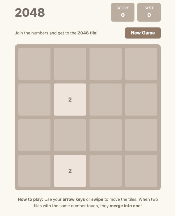 2048 Game Prototype Diagram