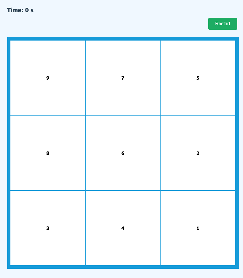 Schulte Table Training Game Version 4 Screenshot